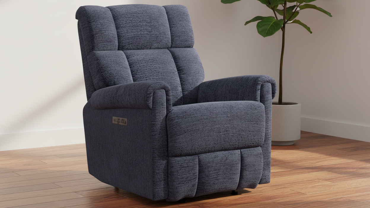 Perfect Match Classic Nocturne Blue Power Rocker Recliner – Upholstered Living Room Chair | Gallery Furniture