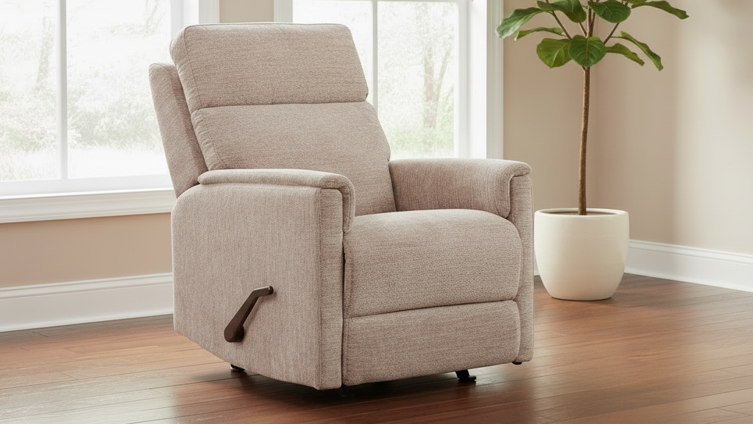 Perfect Match Compact Shoreline Tan Manual Rocker Recliner – Upholstered Living Room Chair