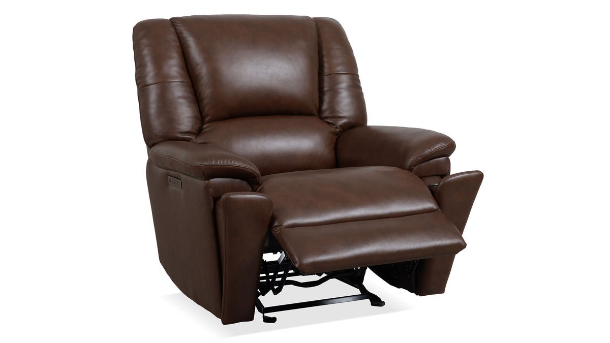 Perfect Match Plush Tavern Brown Leather Match Power Rocker Recliner – Upholstered Living Room Chair