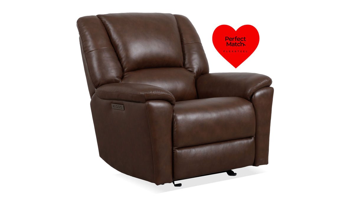 Perfect Match Plush Tavern Brown Leather Match Power Rocker Recliner – Upholstered Living Room Chair