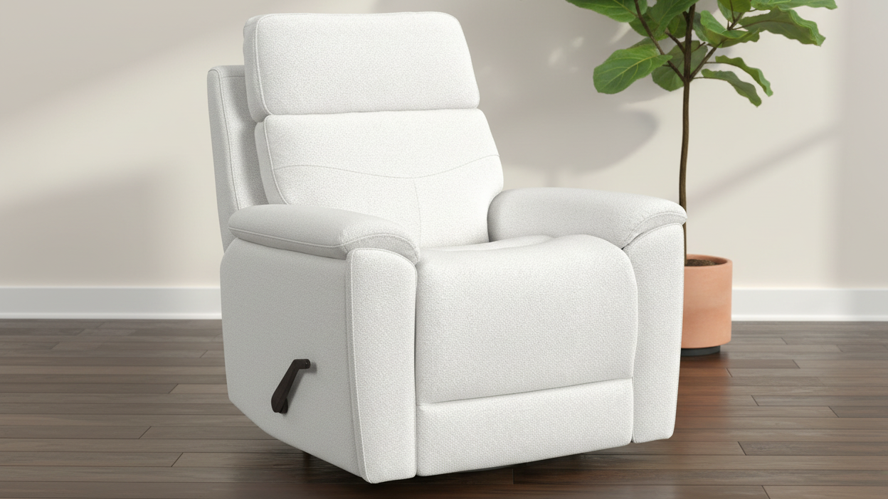 Perfect Match Refined Pearl Manual Swivel Recliner – Upholstered Living Room Chair | Gallery Furniture