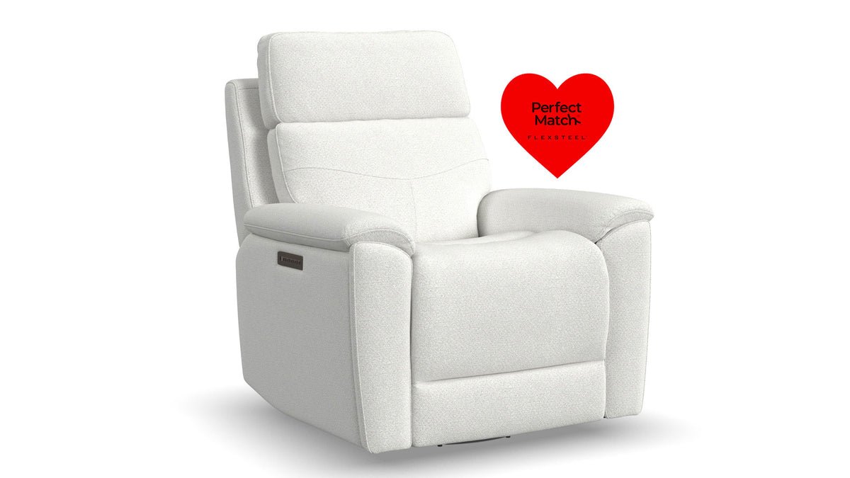 Perfect Match Refined Pearl Power Swivel Rocker Recliner – Upholstered Living Room Chair