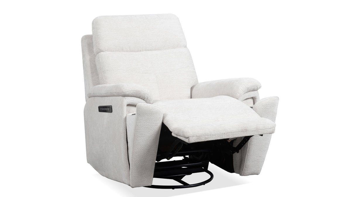 Perfect Match Refined Pearl Power Swivel Rocker Recliner – Upholstered Living Room Chair