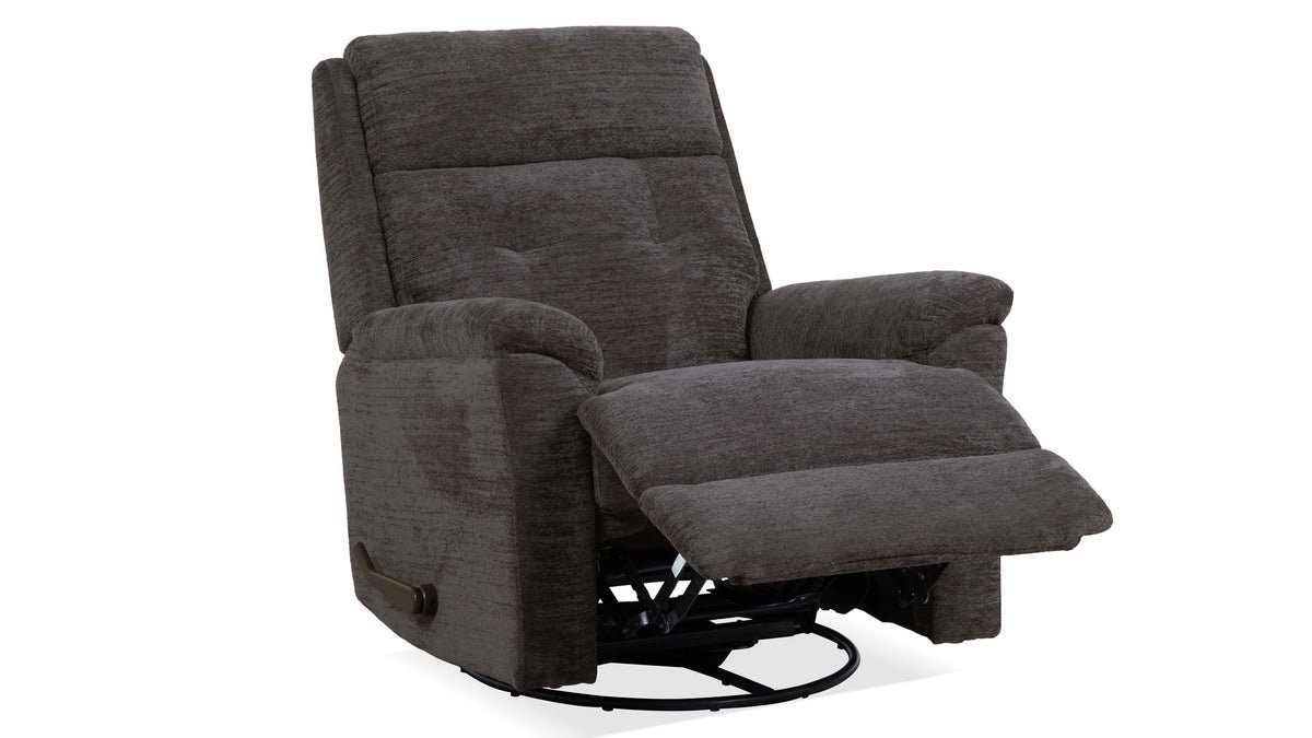 Perfect Match Sophisticated Steel Manual Swivel Recliner – Upholstered Living Room Chair