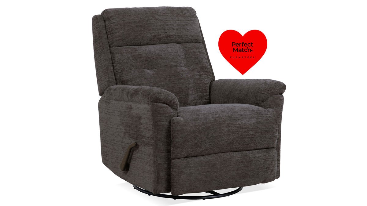 Perfect Match Sophisticated Steel Manual Swivel Recliner – Upholstered Living Room Chair