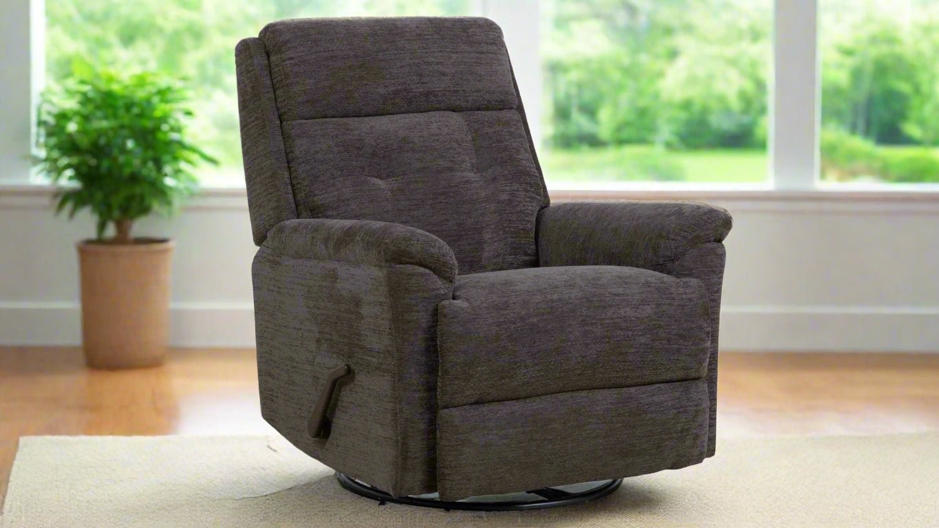 Perfect Match Sophisticated Steel Manual Swivel Recliner – Upholstered Living Room Chair | Gallery Furniture