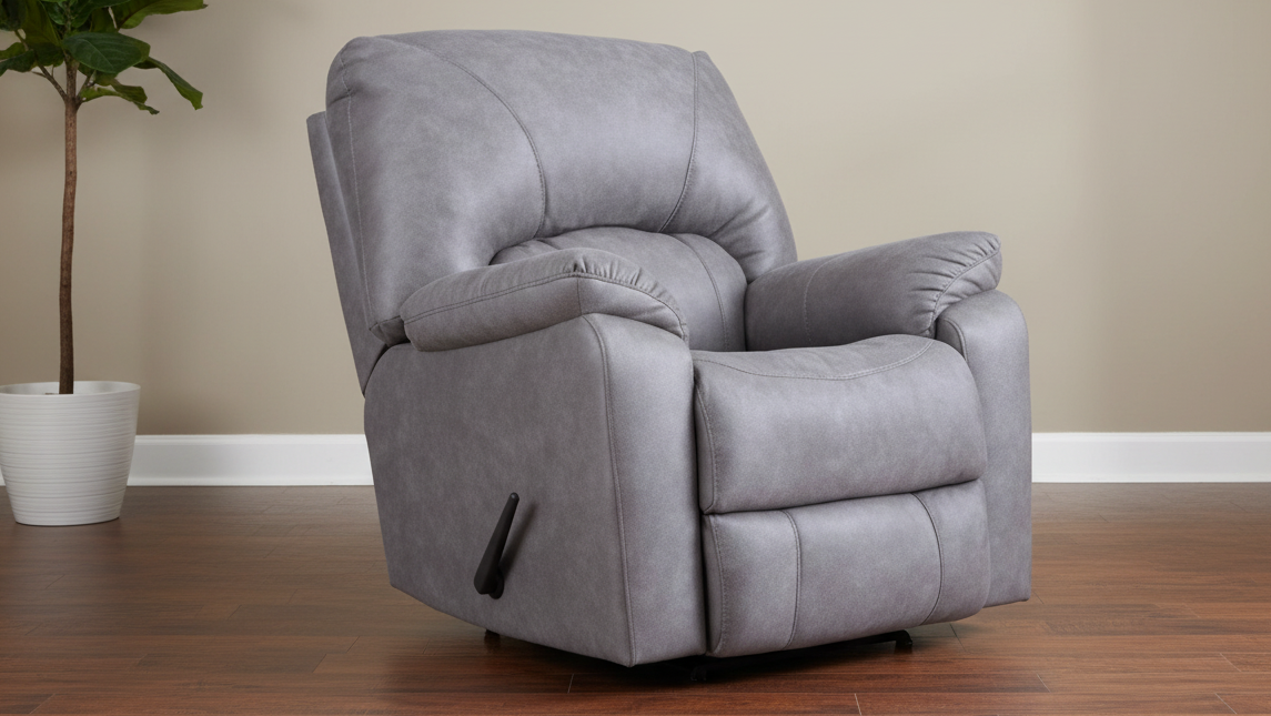 Rhino Gray Manual Rocker Recliner – Performance Fabric Upholstered Living Room Chair Made in USA