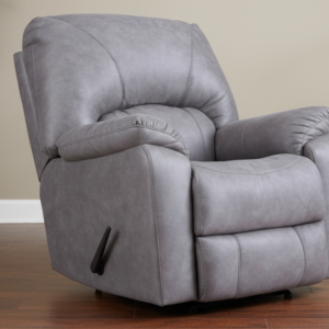 Rhino Gray Manual Rocker Recliner Performance Fabric Upholstered