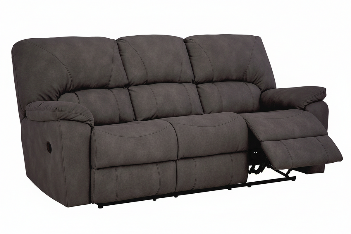 Rhino Pewter Dual Reclining Sofa w/Reliapel Performance fabric