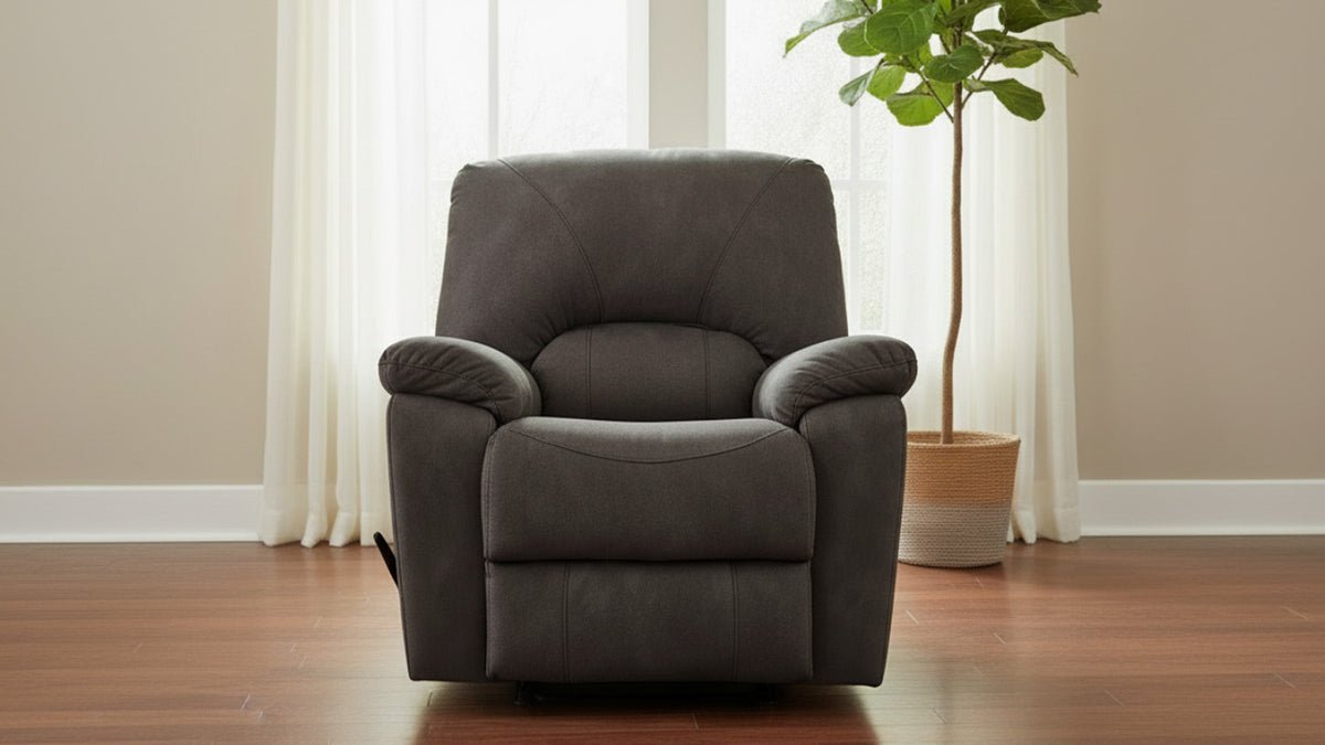 Rhino Pewter Manual Rocker Recliner – Performance Fabric Upholstered Living Room Chair Made in USA