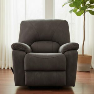 Rhino Pewter Manual Rocker Recliner Performance Fabric Upholstered
