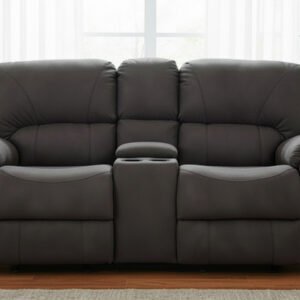 Rhino Pewter Rocking Recliner Console Loveseat W Reliapel