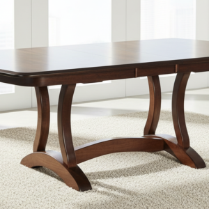 Rio Vista Solid Maple Trestle Dining Table w/ 2 Hidden 12in Leafs