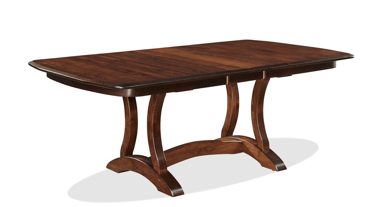 Rio Vista Solid Maple Trestle Dining Table w/ 2 Hidden 12in Leafs