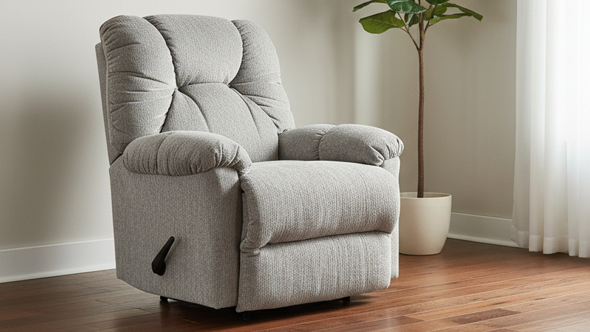 Romulus Stone Manual Rocker Recliner – Upholstered Living Room Chair Made in USA