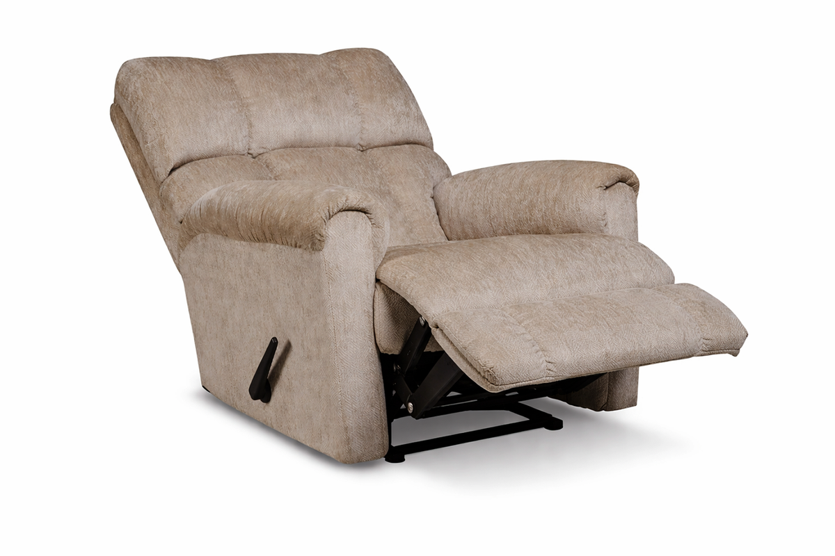 Sand Manual Rocker Recliner – Beige Upholstered Chair Made in USA