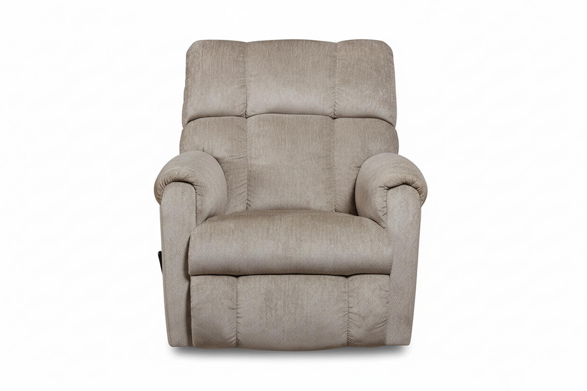 Sand Manual Rocker Recliner – Beige Upholstered Chair Made in USA