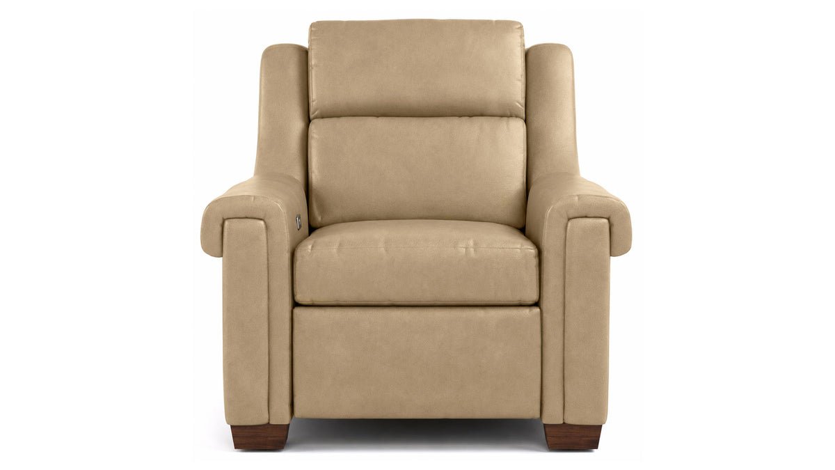 Stickley Chester Futuro Taupe Top Grain Leather Wall Hugging Power Recliner
