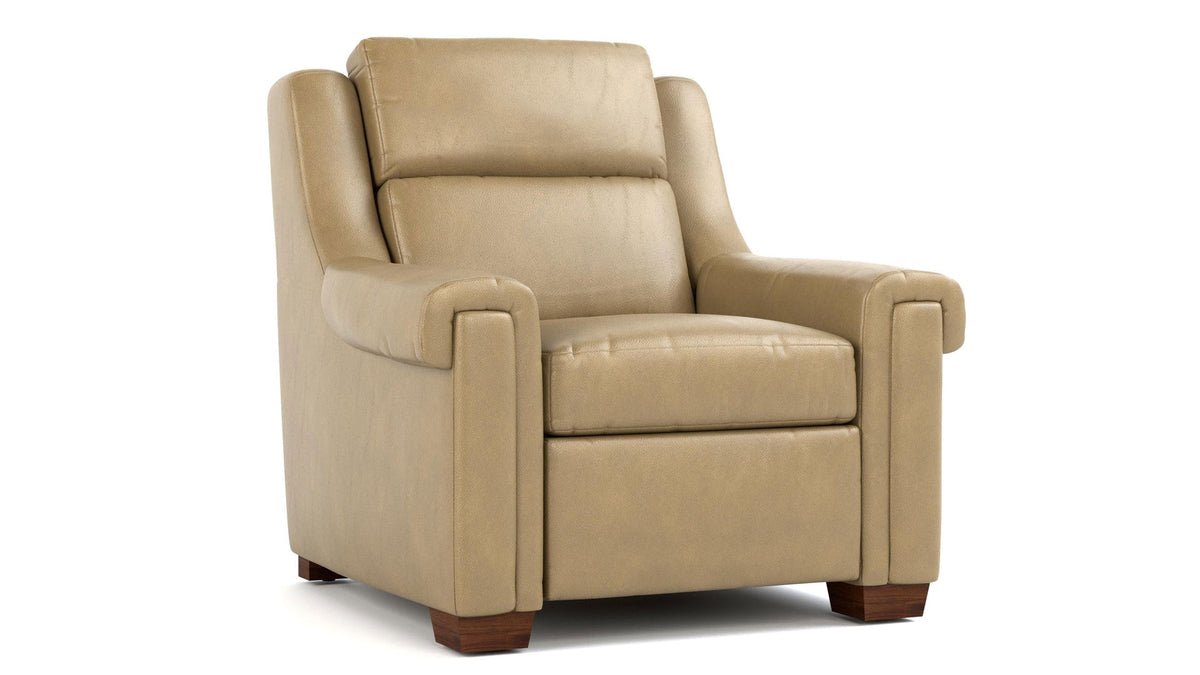 Stickley Chester Futuro Taupe Top Grain Leather Wall Hugging Power Recliner