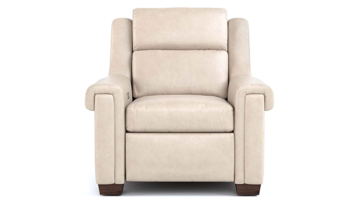 Stickley Chester Sorrento Moonshine Top Grain Leather Wall Hugging Power Leather Recliner