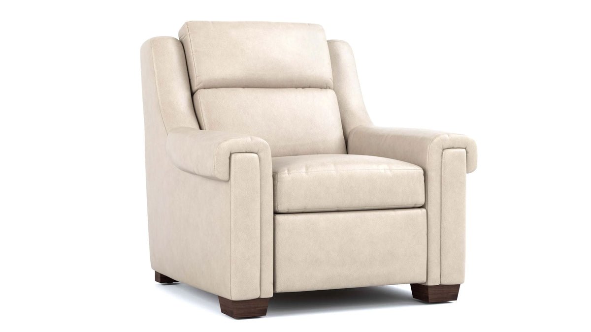 Stickley Chester Sorrento Moonshine Top Grain Leather Wall Hugging Power Leather Recliner