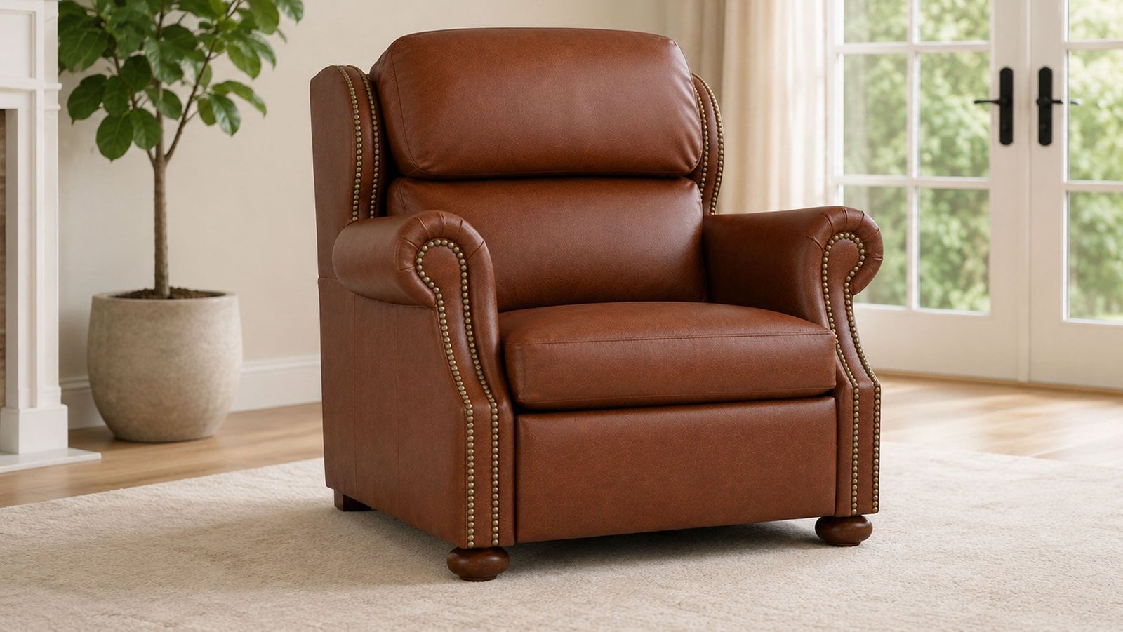 Stickley Durango Darian Spice Top Grain Leather Wall Hugging Power Recliner