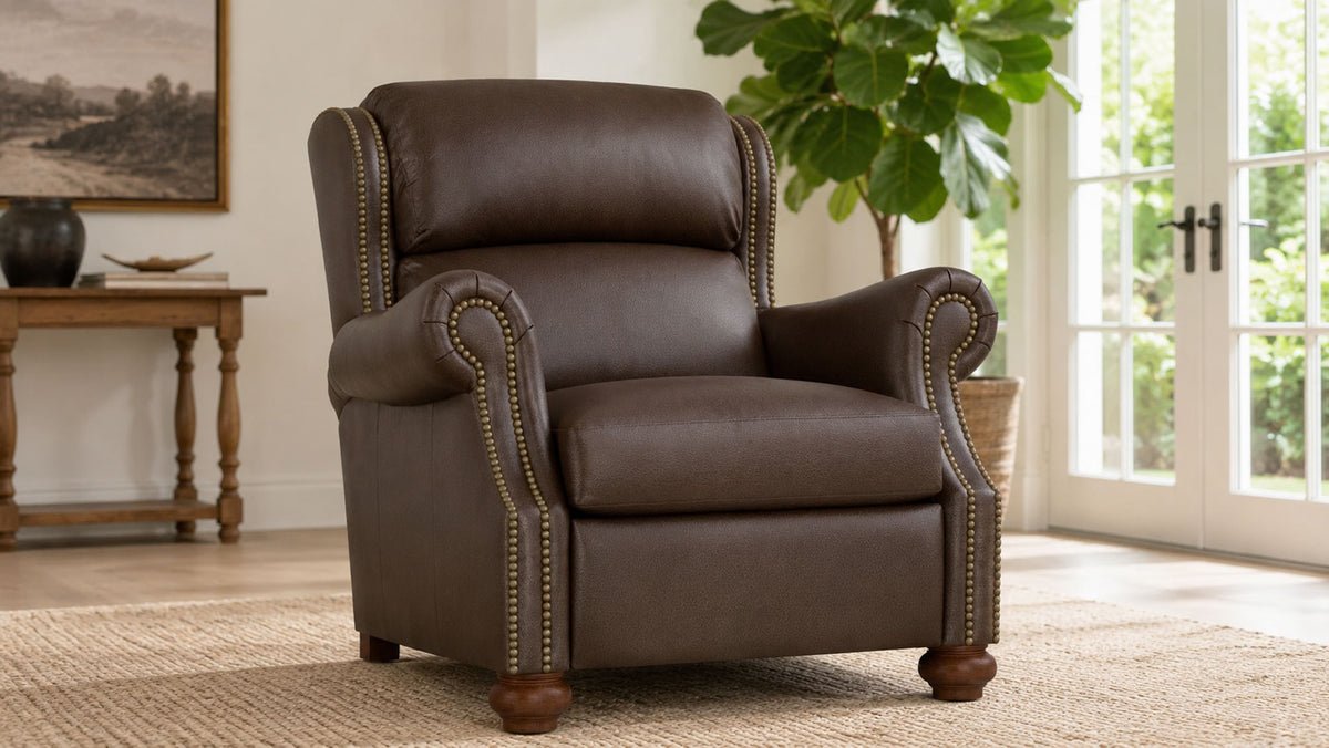 Stickley Durango Western Fudge Top Grain Leather Manual Push Back Recliner