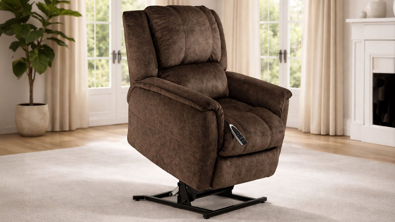Stonebrook Carob P1 Power Lift Recliner – Made in USA | Gallery Furniture