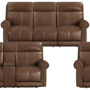 Tawny Brown Leather Power Reclining Set
