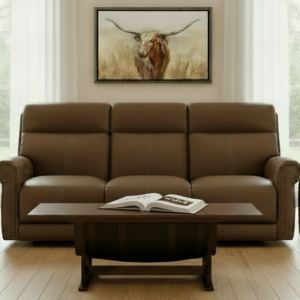 Tawny Brown Leather Power Reclining Sofa