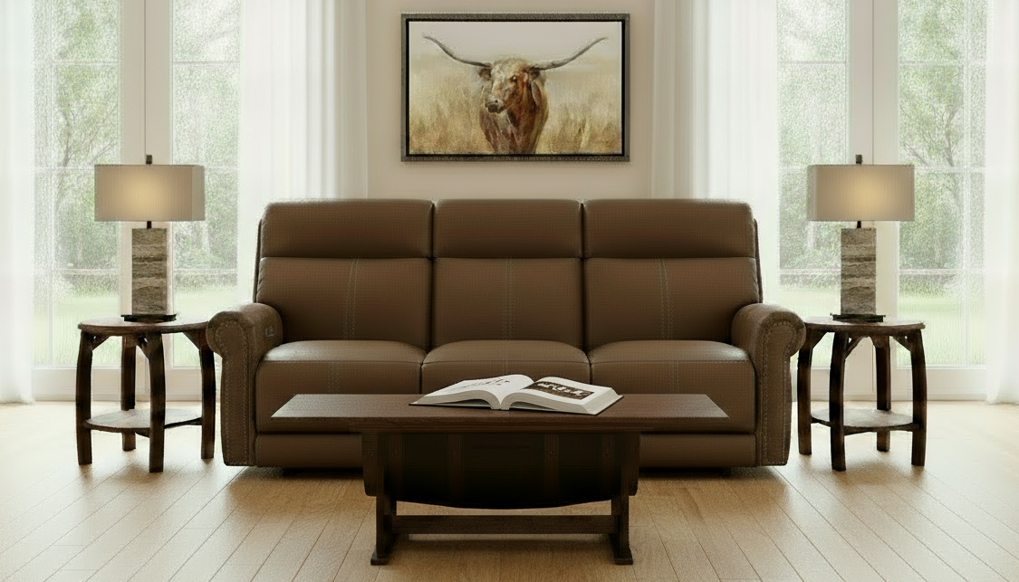 Tawny Brown Leather P5 Power Reclining Sofa