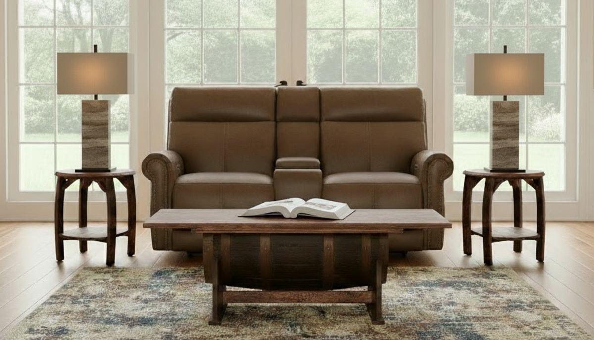 Tawny Brown P3 Power Reclining Loveseat w/Console
