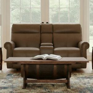 Tawny Brown Power Reclining Loveseat W Console