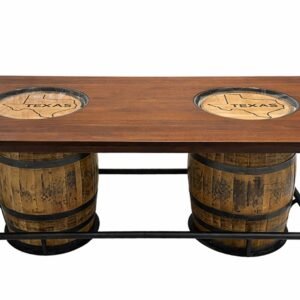 Texas Double Barrel Whiskey Counter Table - Amish Crafted Solid Wood - Made in USA