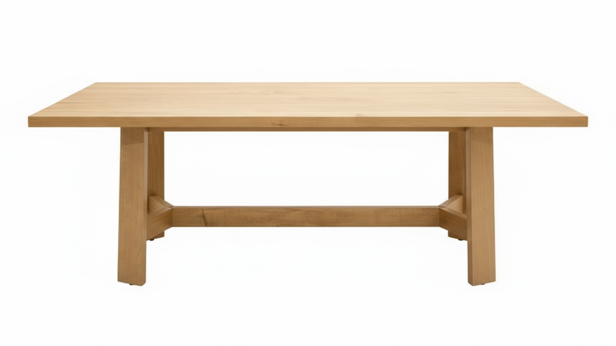 Tucson 84" Solid Maple Wood Farmhouse Trestle Dining Table