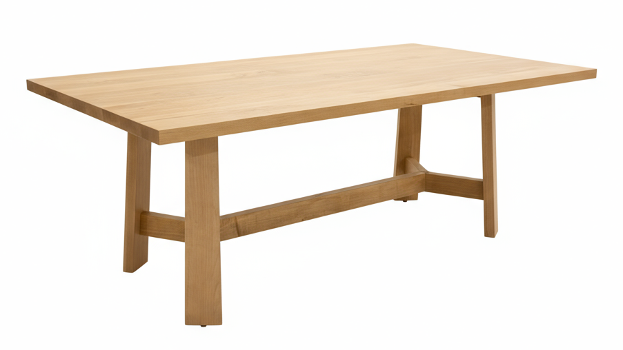 Tucson 84" Solid Maple Wood Farmhouse Trestle Dining Table