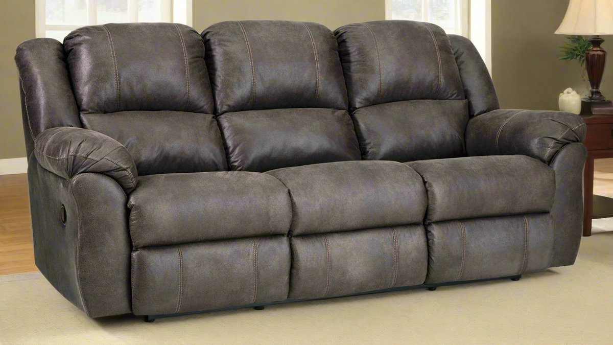 Tumbleweed Manual Reclining Sofa – Made in USA | Dark Grey Microfiber