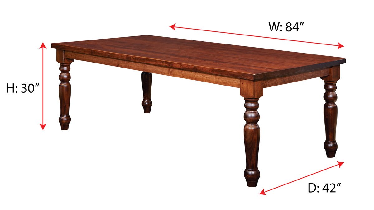 Yorktown 84" Solid Maple Colonial Revival Dining Table